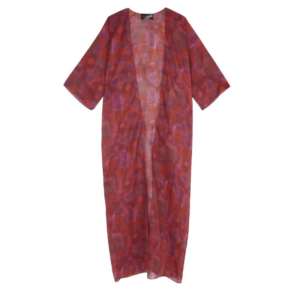 Nina, chaqueta larga en ramio indira print-