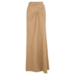 Odel, falda larga de lino y cupro beige oscuro-