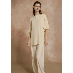 Organica, pantalon de talle alto marfil-
