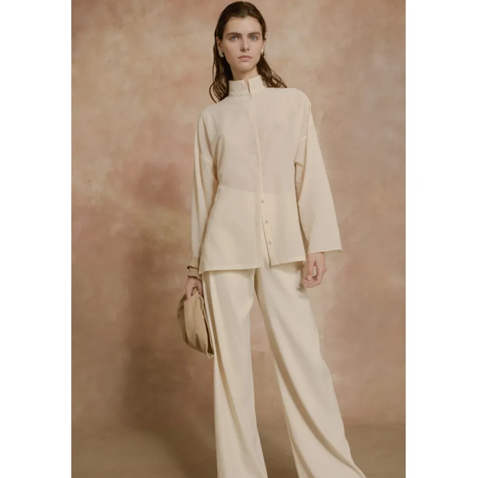 Organica, pantalon de talle alto marfil-