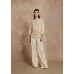 Organica, pantalon de talle alto marfil-