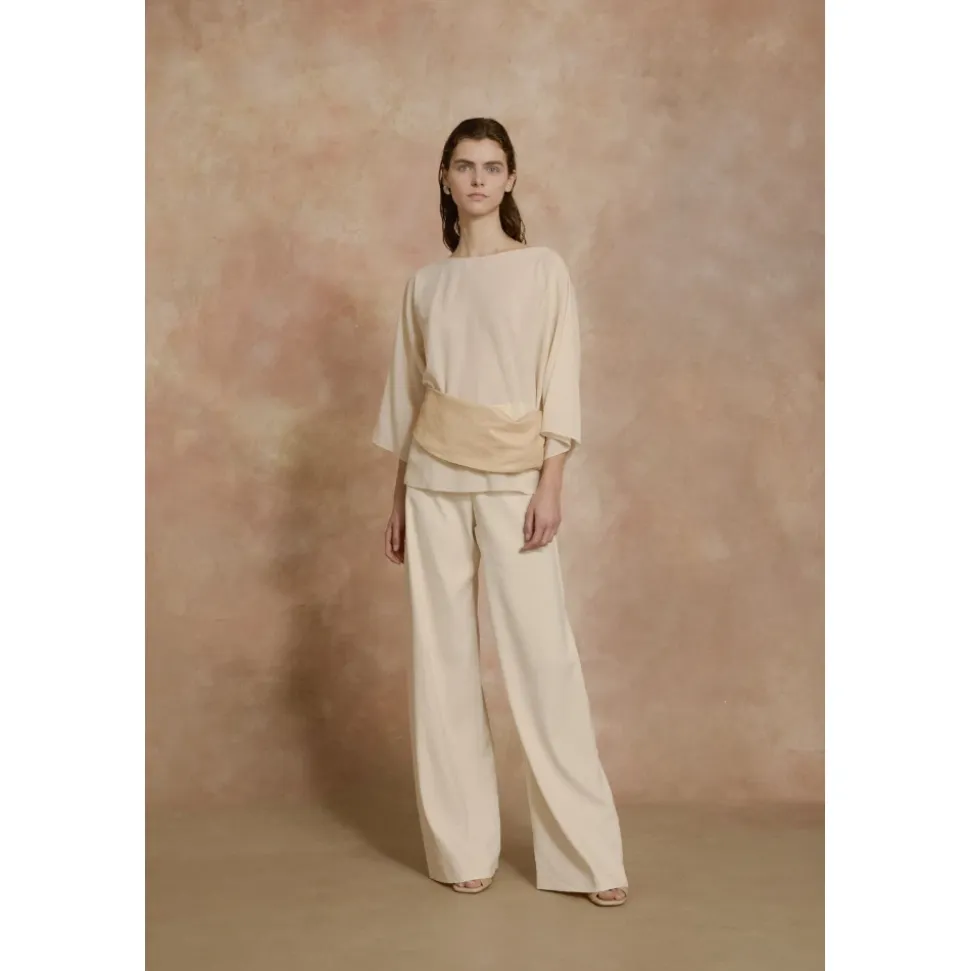 Organica, pantalon de talle alto marfil-