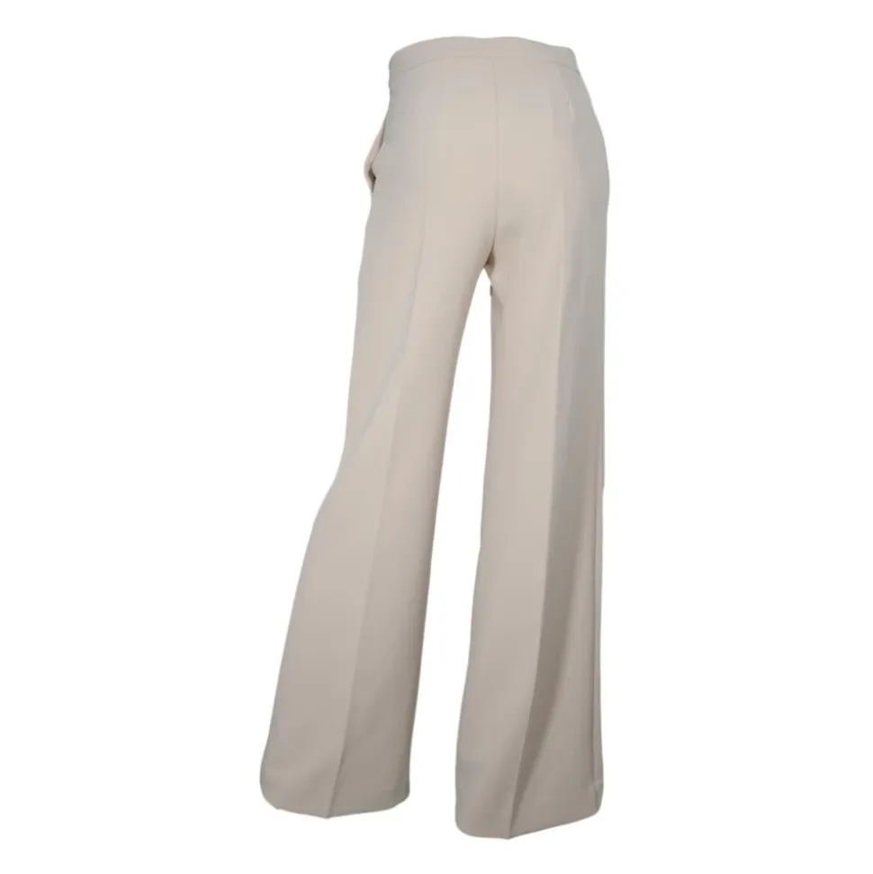 Pantalón Palazzo Crepe Stretch Marfil