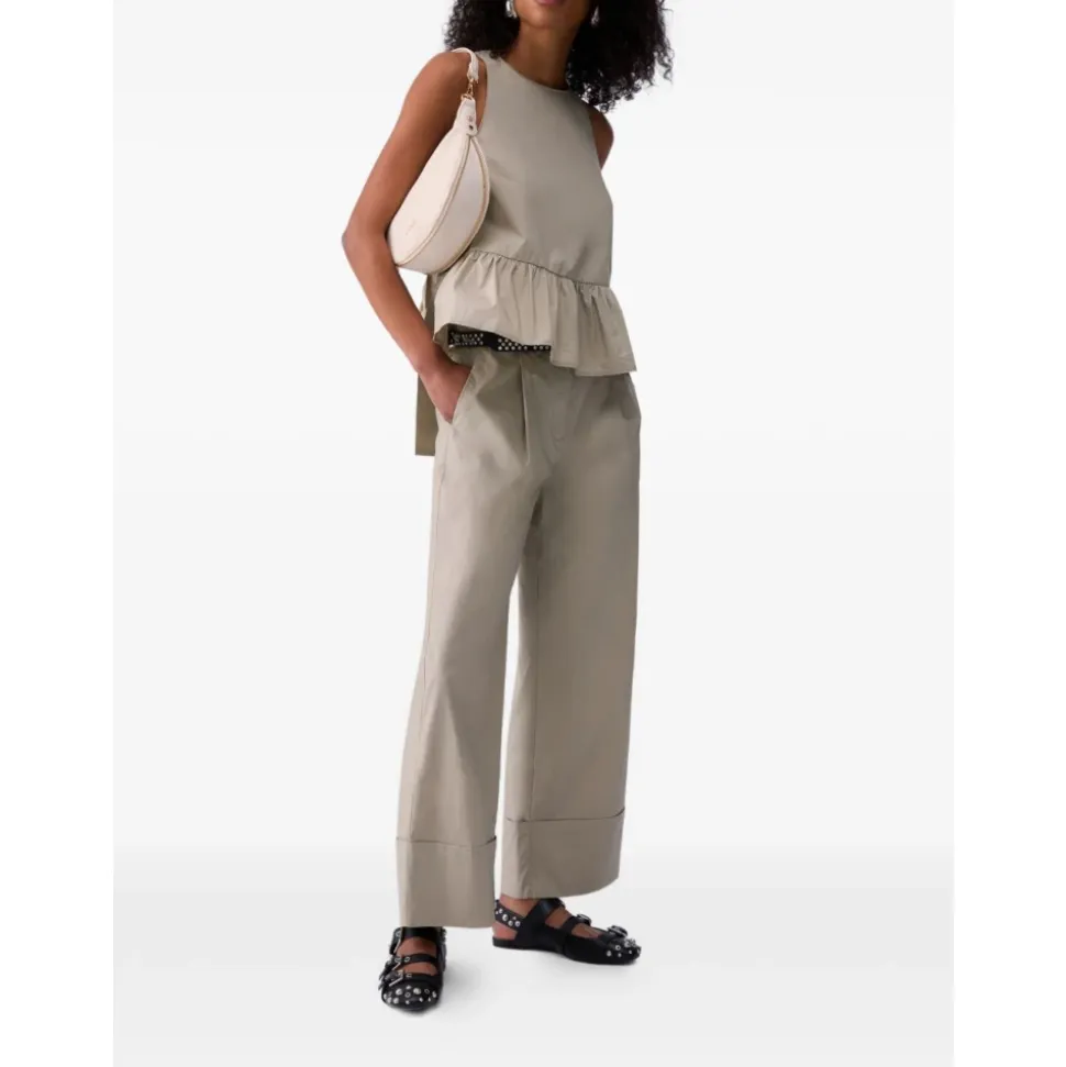 Pantalones Acampanados de Popelina