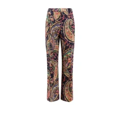 Pantalones Acampanados Stretch Cady con Motivo Floral Paisley