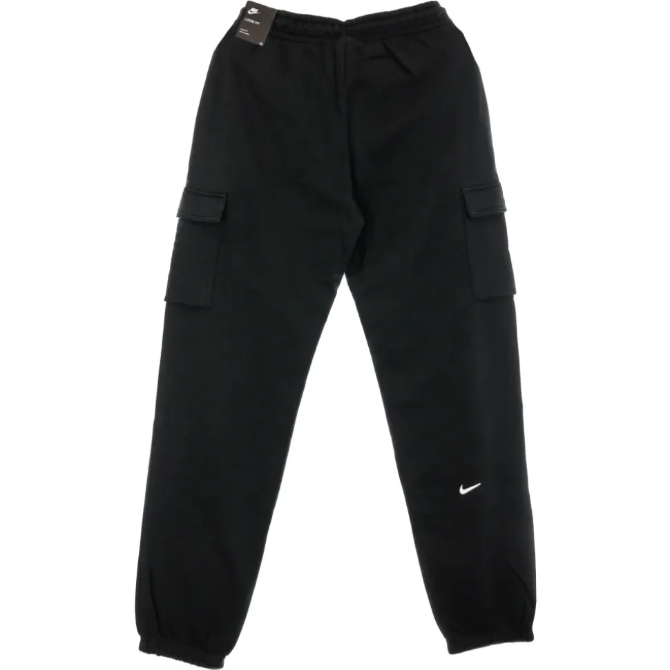 Pantalones de chándal de forro polar con bolsillos cargo negros