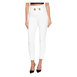 Pantalones de crepé elástico doble con tirantes elásticos