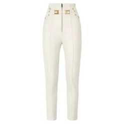 Pantalones de crepé elástico doble con tirantes elásticos