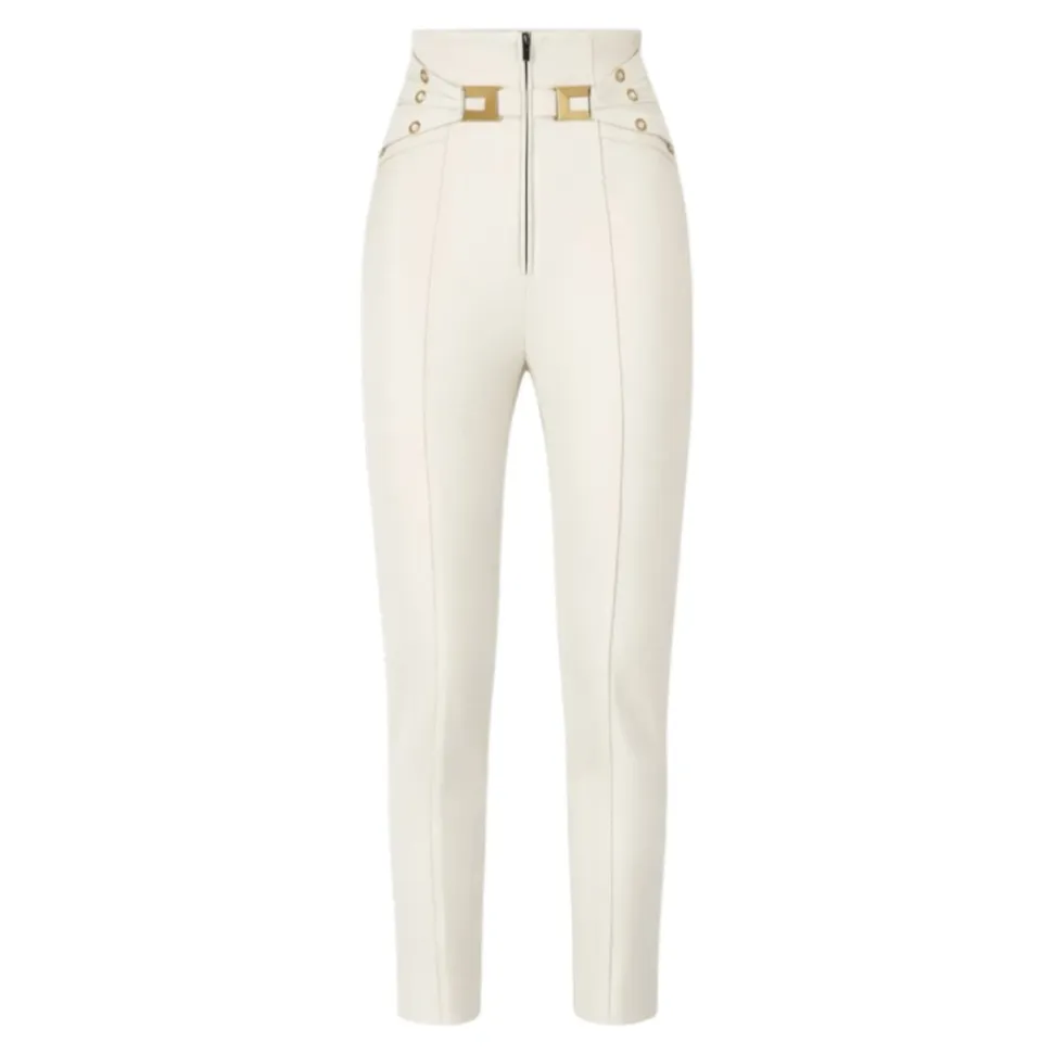 Pantalones de crepé elástico doble con tirantes elásticos