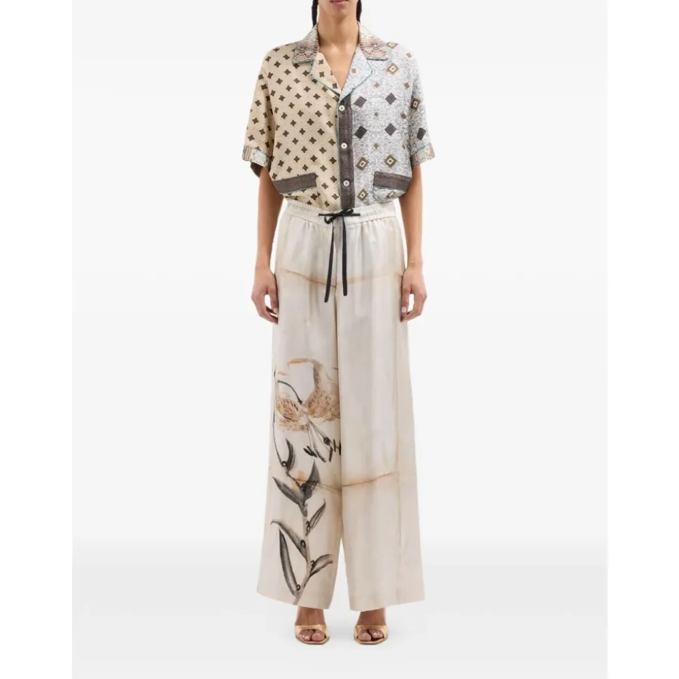 Pantalones de seda estampados