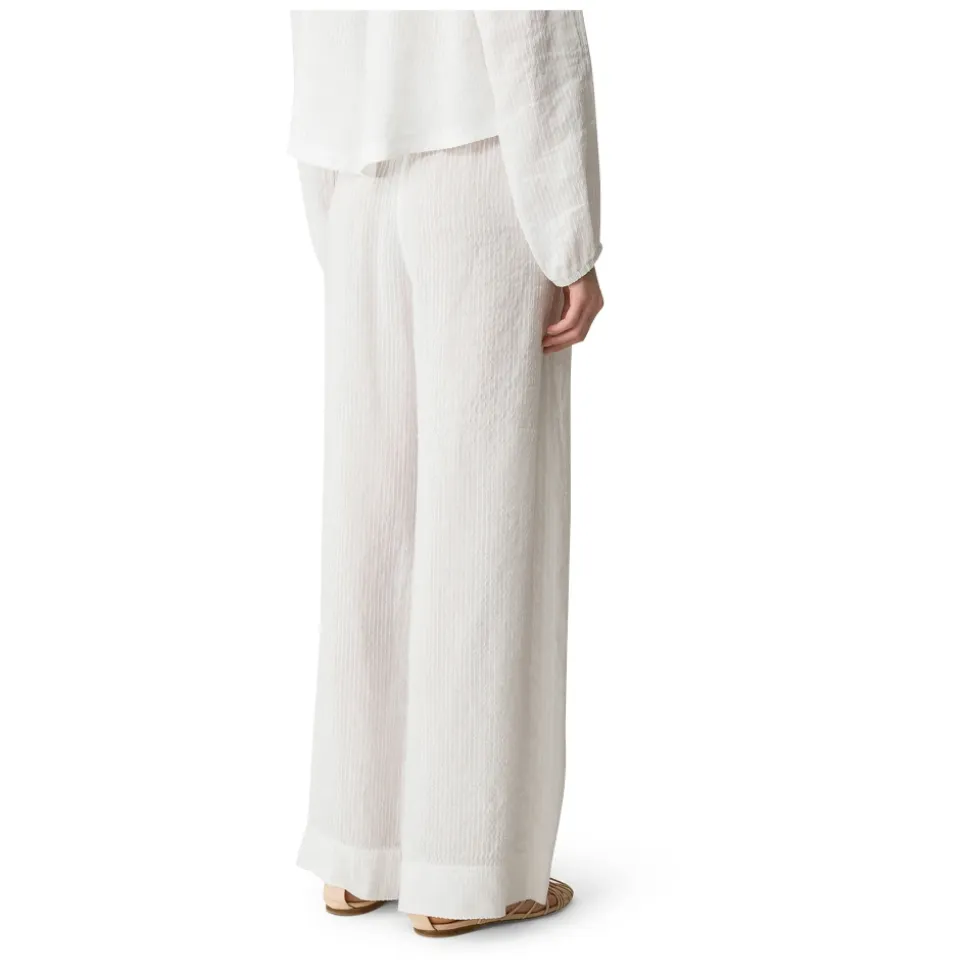 Pantalones de Voile de Seda y Lino a Rayas