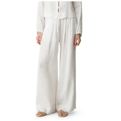 Pantalones de Voile de Seda y Lino a Rayas