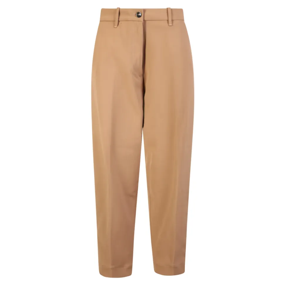 Pantalones Marrones Cintura Alta Zanahoria