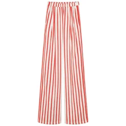 Pantalones Rectos Contemporáneos de Algodón a Rayas