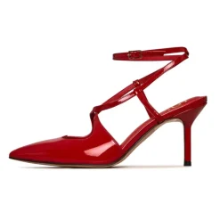 Patent Strappy Heels - Red