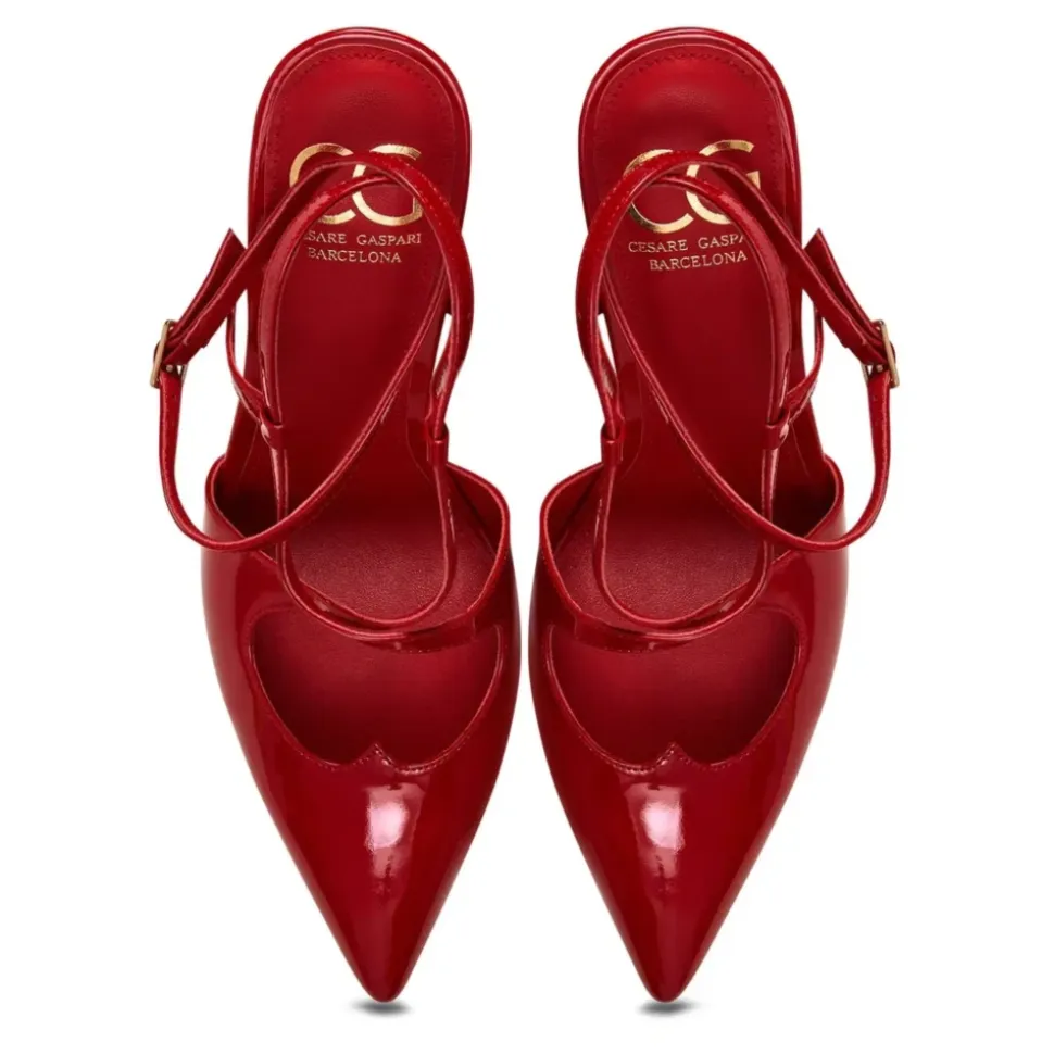 Patent Strappy Heels - Red
