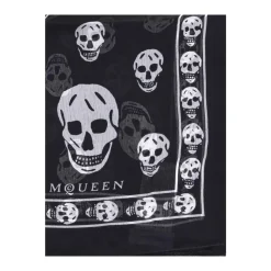Pañuelo de seda con motivo de calavera y monogramas