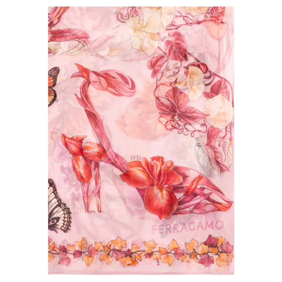 Pañuelo de seda con motivo floral