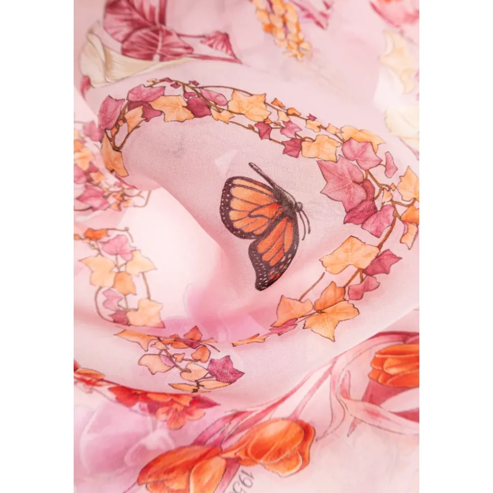 Pañuelo de seda con motivo floral