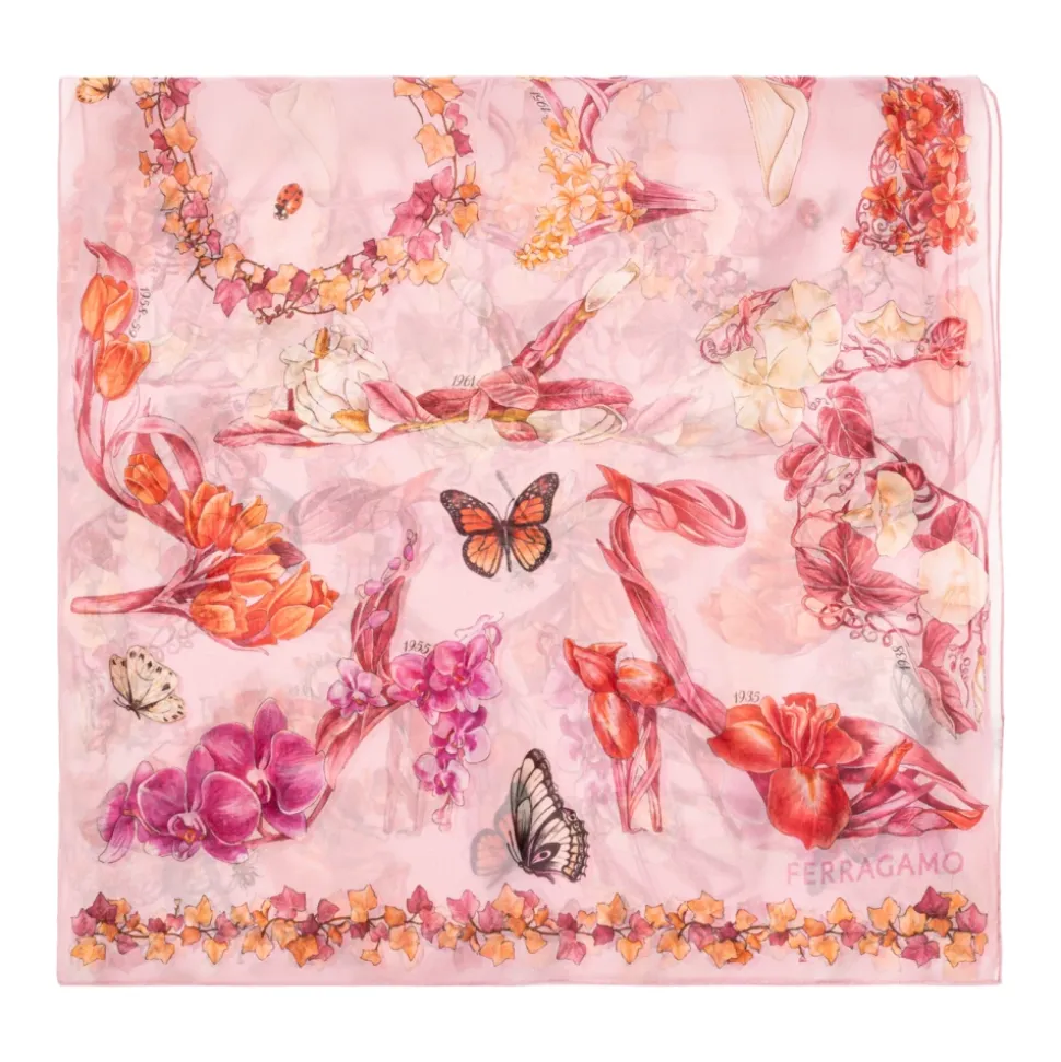 Pañuelo de seda con motivo floral