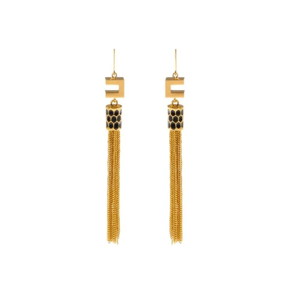 Pendientes con detalle de serpiente y borlas