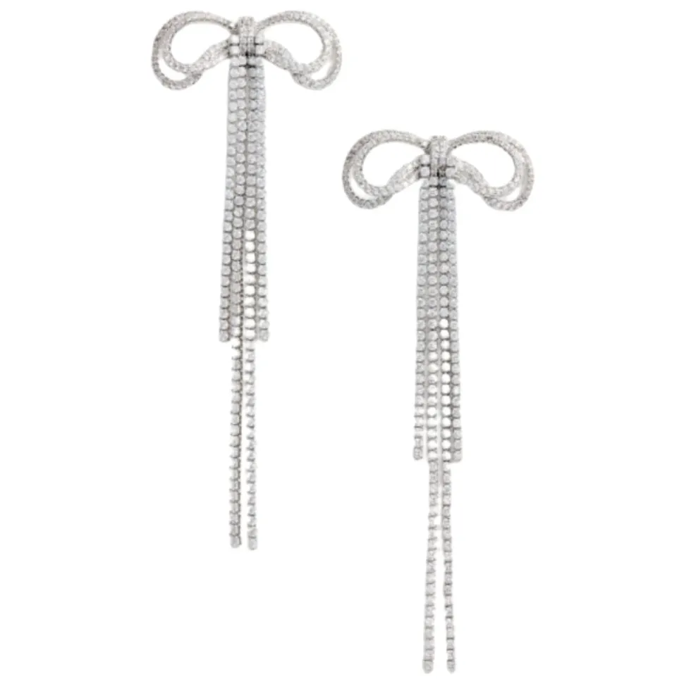Pendientes con Lazo de Cristal y Perla Trasera