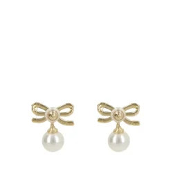 Pendientes de Gota con Perla y Lazo de Cristal