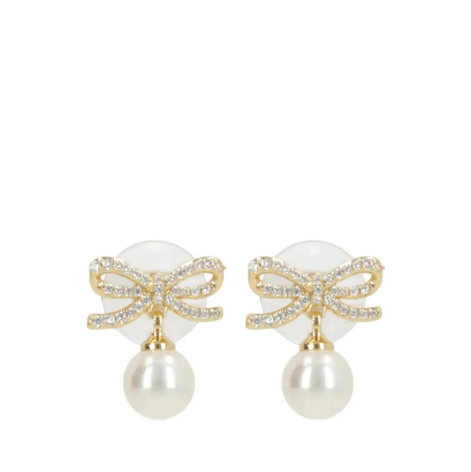 Pendientes de Gota con Perla y Lazo de Cristal