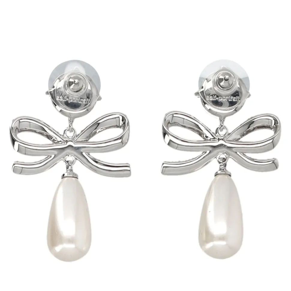 Pendientes de Lazo de Cristal y Perlas