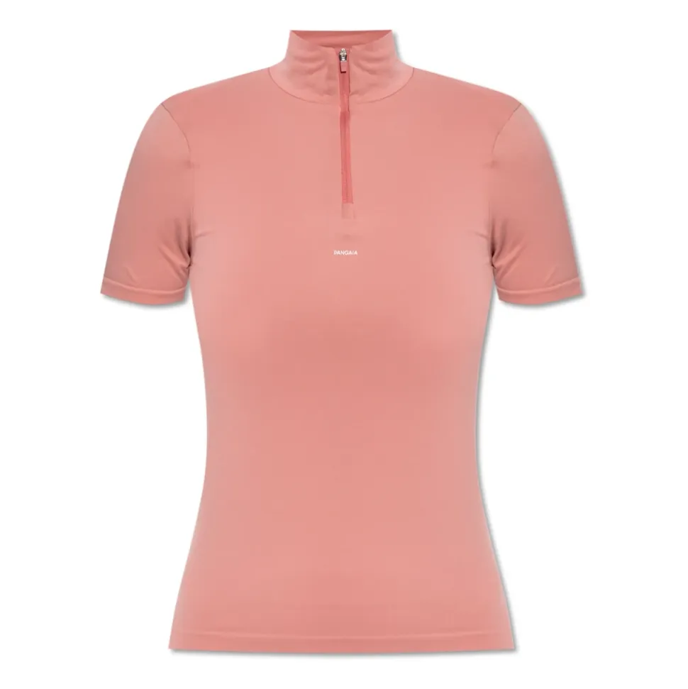 Plant-Stretch Zipped Short Sleeve Top