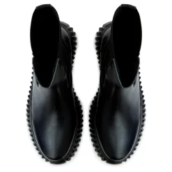 Platform Chelsea Boots with Ribbed Sole - Black