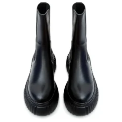 Platform Chelsea Boots with Ribbed Sole - Black