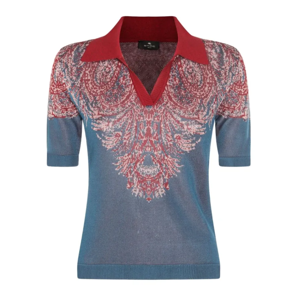 Playera tipo polo con estampado de cachemira