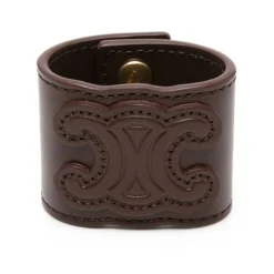 Pulsera de Puño de Cuero Marrón para el Cabello