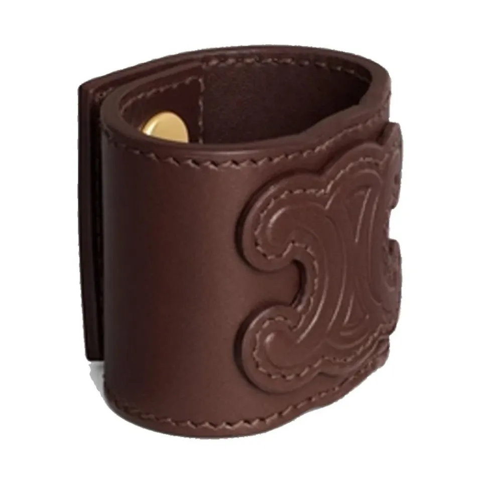 Pulsera de Puño de Cuero Marrón para el Cabello