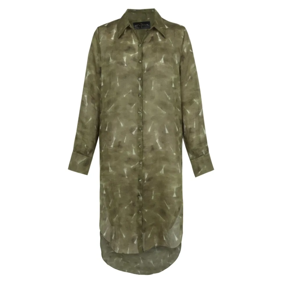 Rami, camisa larga de ramio pua print-