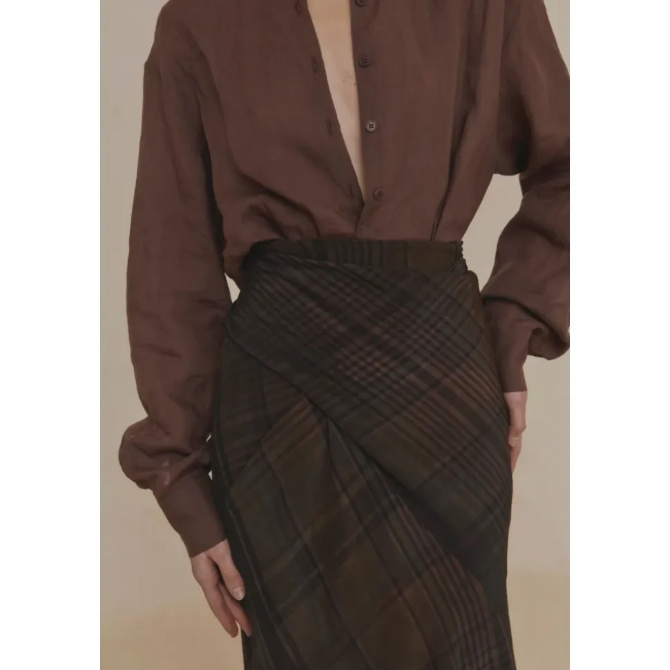 Raoul, camisa en ramio marron morado-