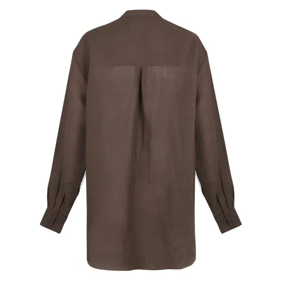 Raoul, camisa en ramio marron morado-