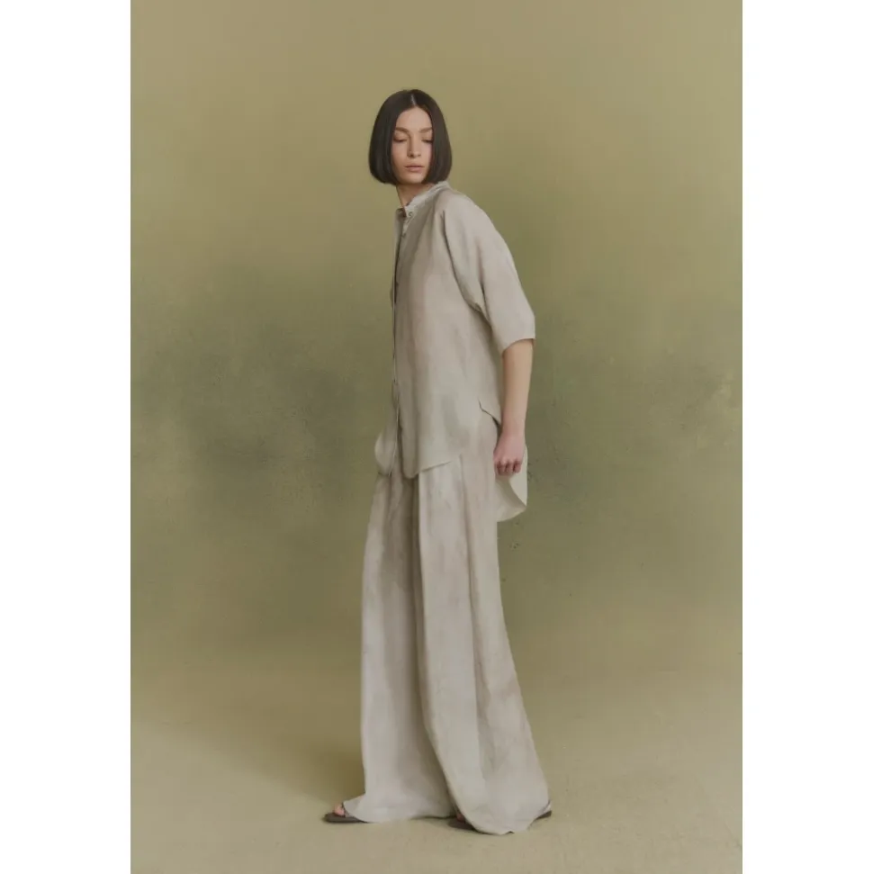 Salome, camisa de seda ceniza maltinto-