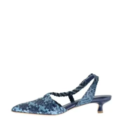 Sandalias Azul de Piel con Tira Trasera