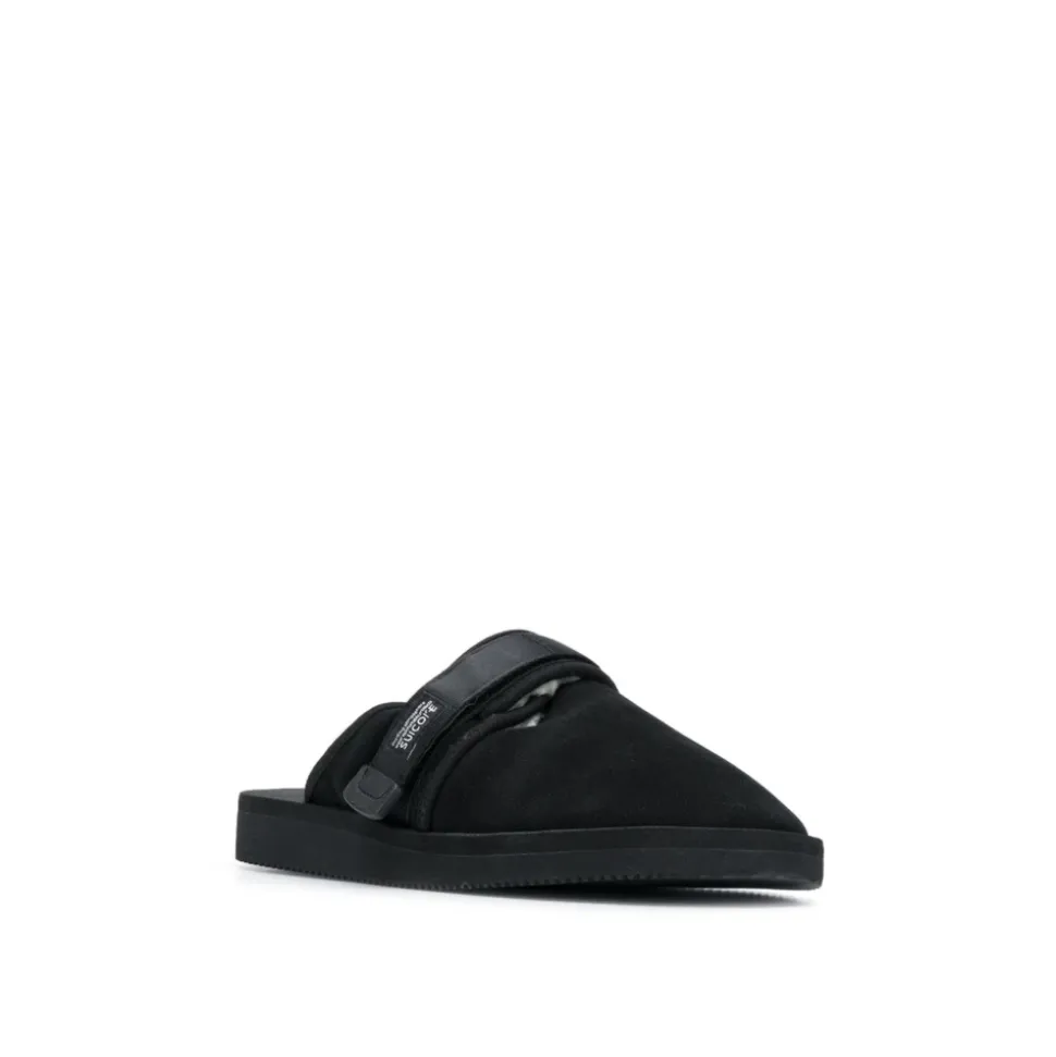 Sandalias de Cuero Negras Mules