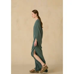 Sarina, vestido de seda turquesa-