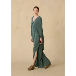 Sarina, vestido de seda turquesa-