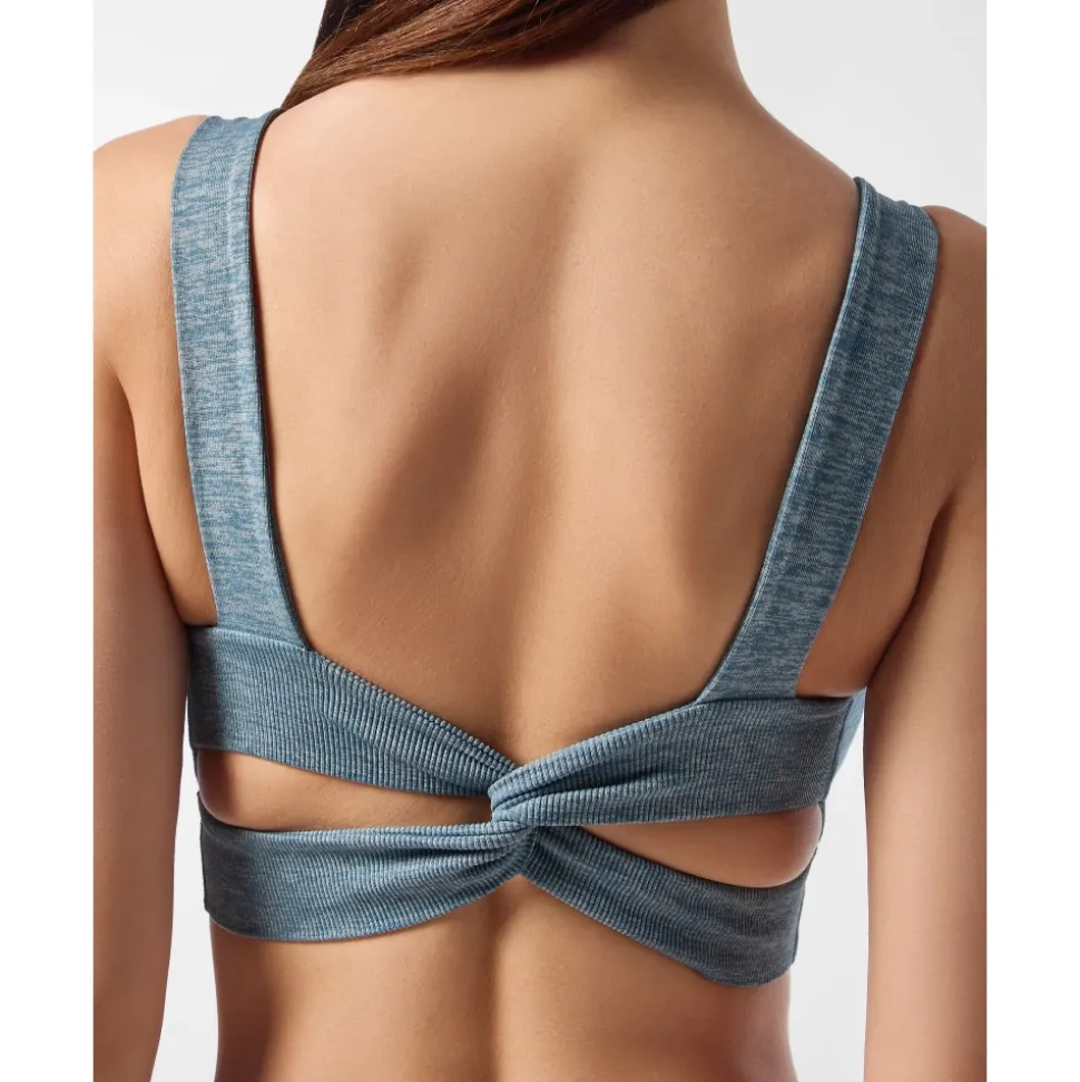 Seamless Crossed Straps Sport Bra Logo