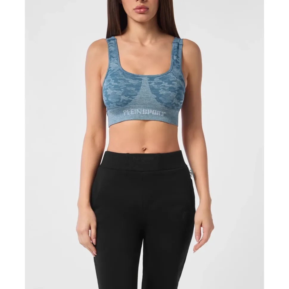 Seamless Crossed Straps Sport Bra Logo