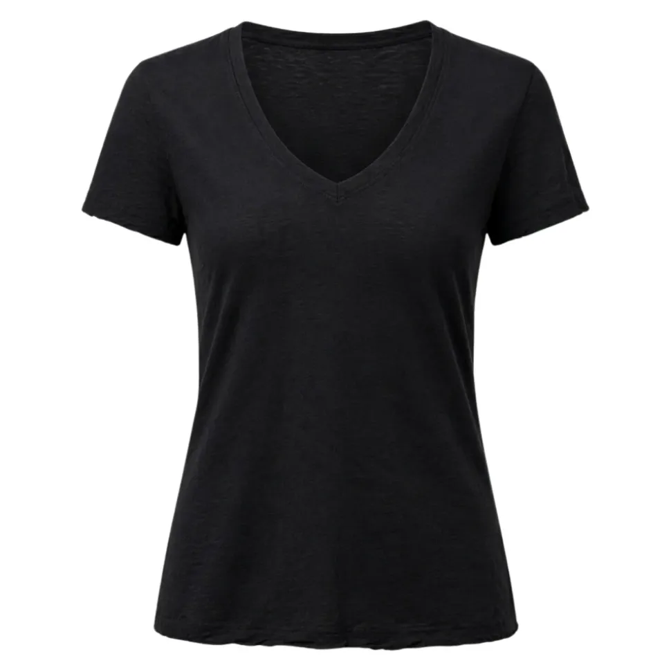 Sheer Slub Casual V Neck