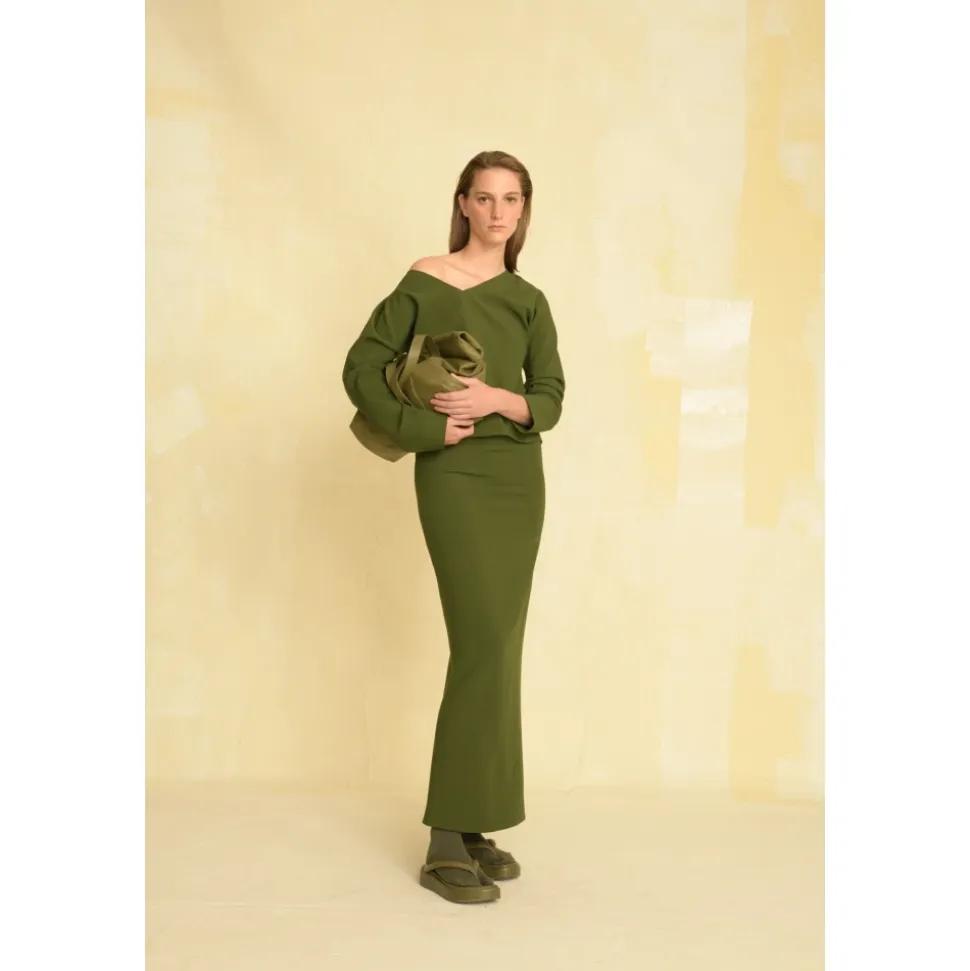 Sienna, falda larga verde