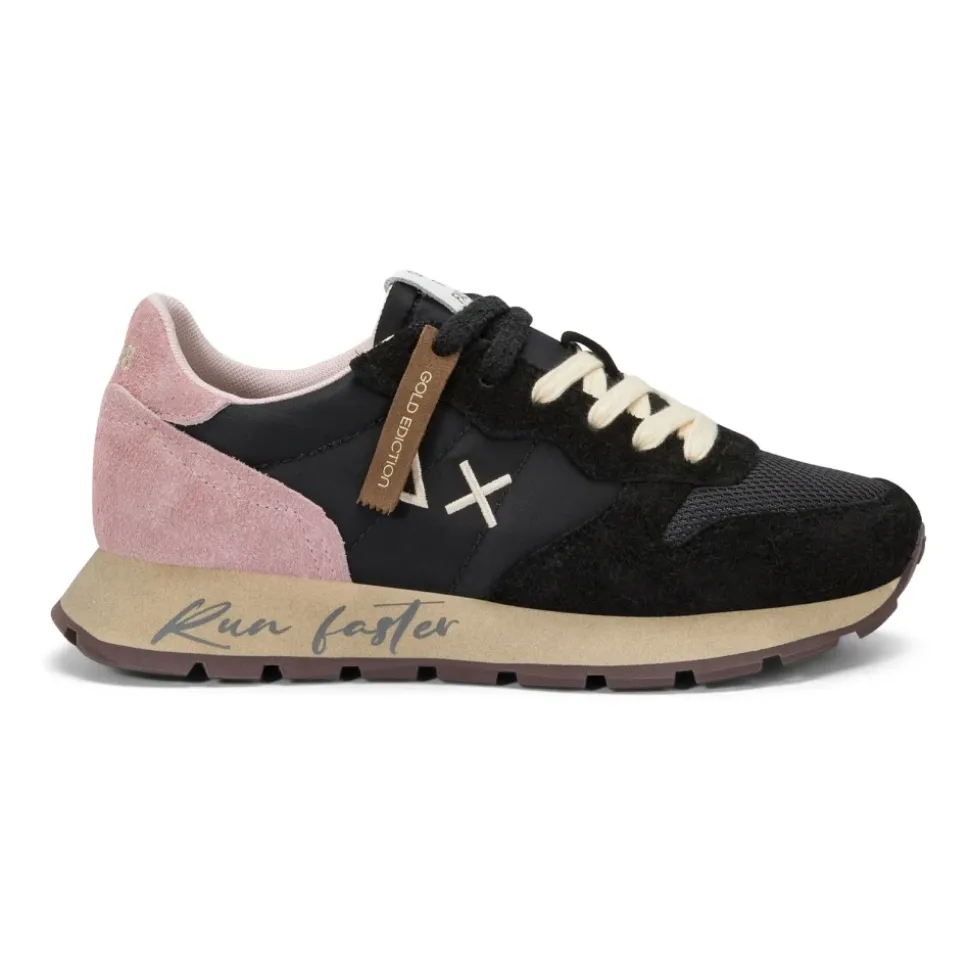 Sneaker Casual Vintage Negro Tela Mujer