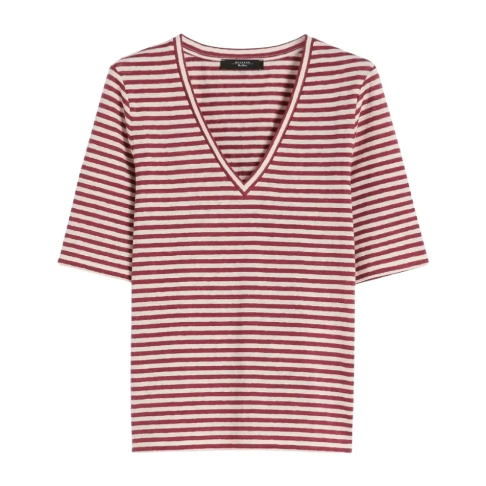 Stretch Linen Jersey V-Neck T-Shirt