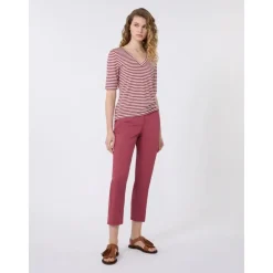 Stretch Linen Jersey V-Neck T-Shirt